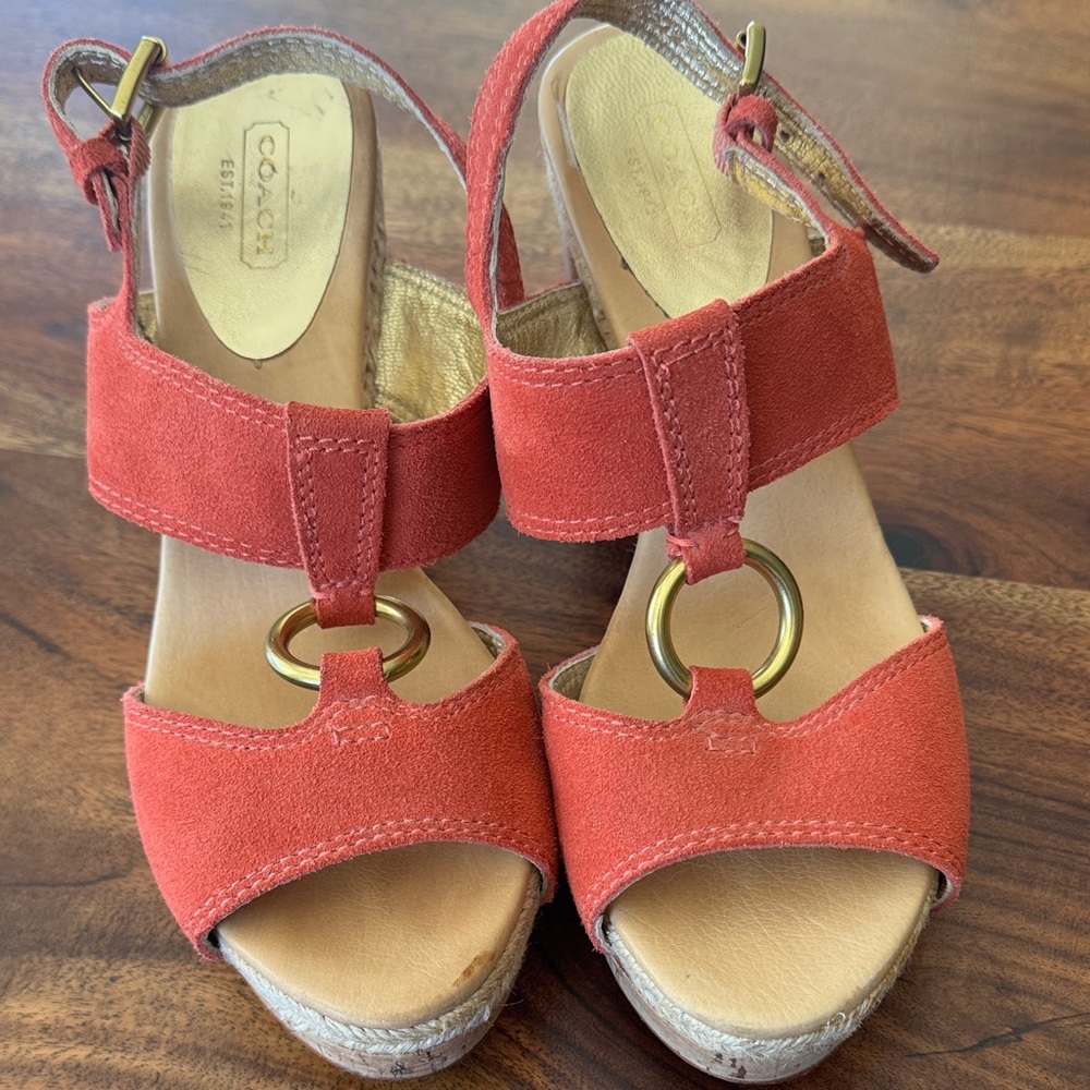 Coach Women's Coral Suede Sandals